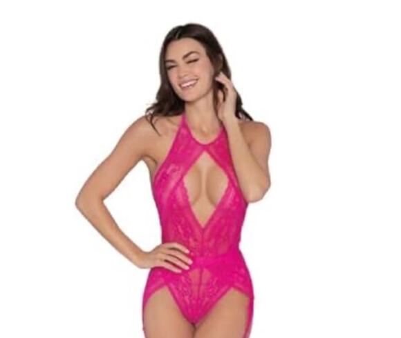Dreamgirl Other - New NWT Dreamgirl Stretch Lace Garter Teddy Halter Neck Small Pink lingerie